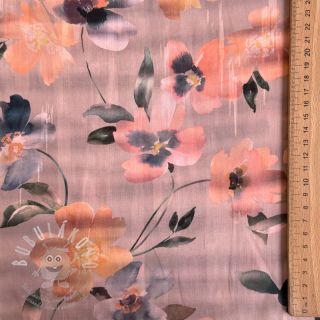 Bavlněná látka SATIN Penny flower peach digital print