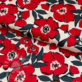 Bavlněná látka SATIN Flower Kala offwhite