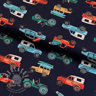Bavlněná látka Cars navy digital print