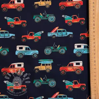 Bavlněná látka Cars navy digital print