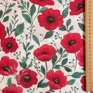 Bavlněná látka Poppy offwhite digital print