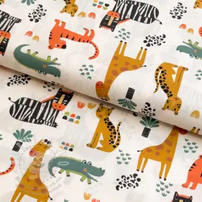 Bavlněná látka Safari time offwhite digital print