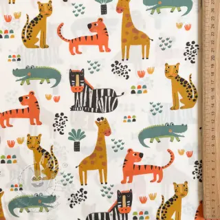 Bavlněná látka Safari time offwhite digital print