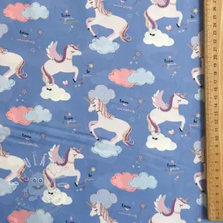 Bavlněná látka Unicorns love blue
