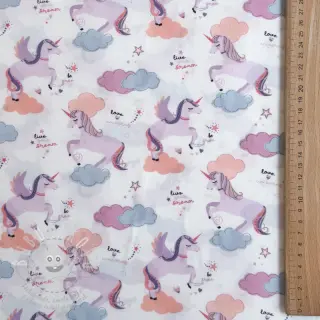 Bavlněná látka Unicorns love white