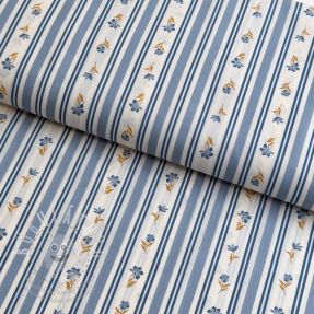 Bavlněná látka Fine flowers STRIPE blue