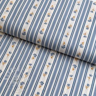 Bavlněná látka Fine flowers STRIPE blue