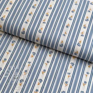 Bavlněná látka Fine flowers STRIPE blue