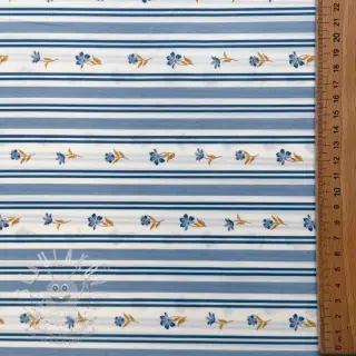 Bavlněná látka Fine flowers STRIPE blue