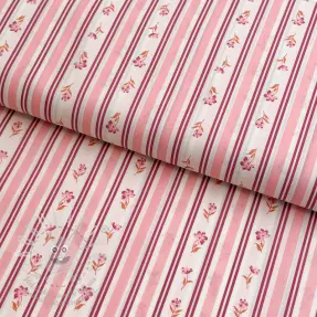 Bavlněná látka Fine flowers STRIPE pink
