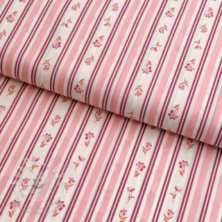 Bavlněná látka Fine flowers STRIPE pink