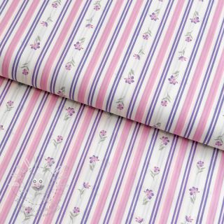 Bavlněná látka Fine flowers STRIPE purple