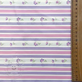 Bavlněná látka Fine flowers STRIPE purple