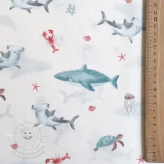Bavlněná látka Sea life offwhite digital print
