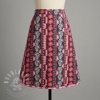 Bavlněná látka VOILE STEPPED Daria flower aubergine digital print