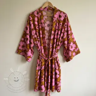 Bavlněná látka SATIN Flower Kala caramel