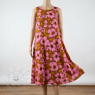 Bavlněná látka SATIN Flower Kala caramel