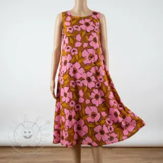 Bavlněná látka SATIN Flower Kala caramel