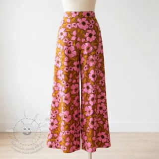 Bavlněná látka SATIN Flower Kala caramel