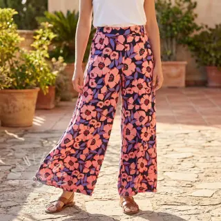 Bavlněná látka SATIN Flower Kala navy