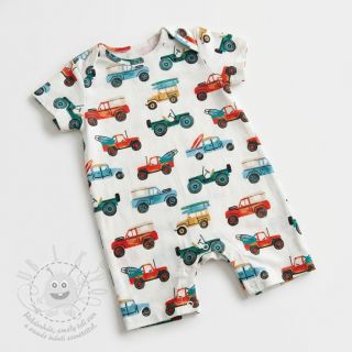 Bavlněná látka Cars white digital print