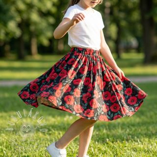 Bavlněná látka Poppy black digital print