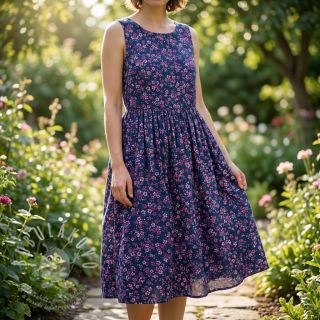 Bavlněná látka Simie flowers navy digital print