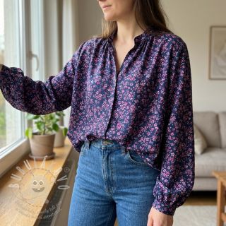 Bavlněná látka Simie flowers navy digital print