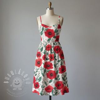 Bavlněná látka Poppy offwhite digital print