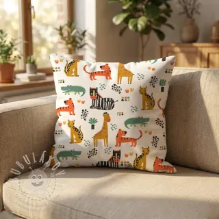 Bavlněná látka Safari time offwhite digital print