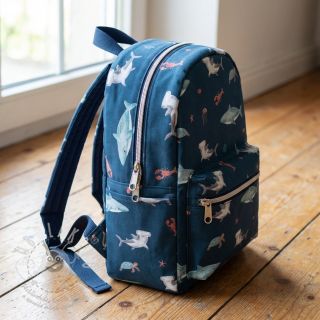 Bavlněná látka Sea life petrol digital print