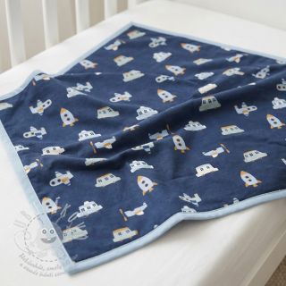 Bavlněná látka Vehicles navy