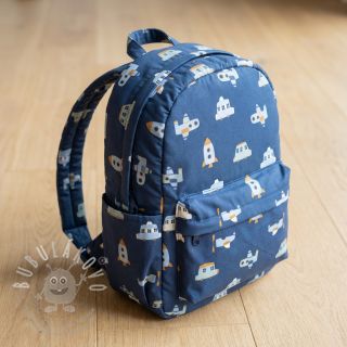 Bavlněná látka Vehicles navy