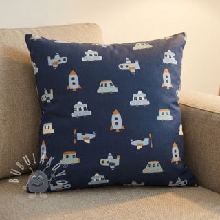 Bavlněná látka Vehicles navy