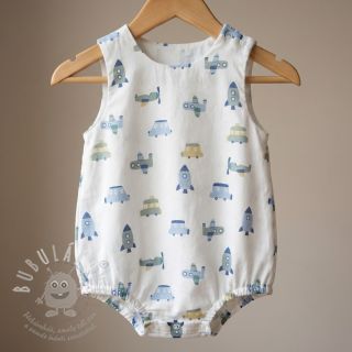 Bavlněná látka Vehicles white