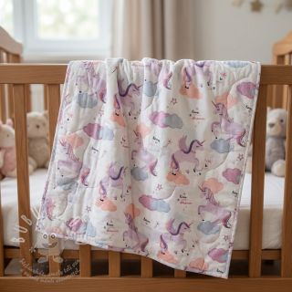 Bavlněná látka Unicorns love white