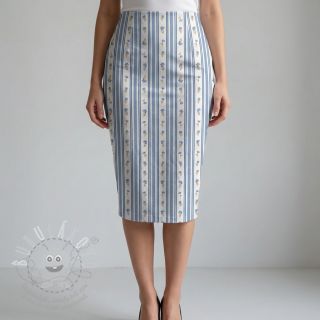 Bavlněná látka Fine flowers STRIPE blue