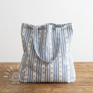 Bavlněná látka Fine flowers STRIPE blue