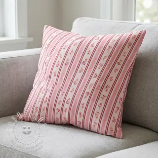 Bavlněná látka Fine flowers STRIPE pink