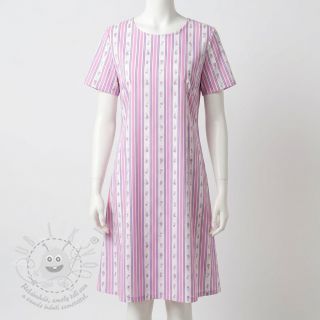 Bavlněná látka Fine flowers STRIPE purple