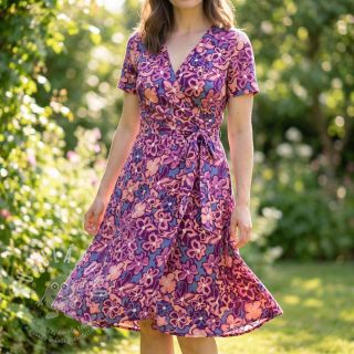 Viskóza STRETCH Flowers Junie purple