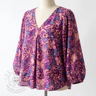 Viskóza STRETCH Flowers Junie purple