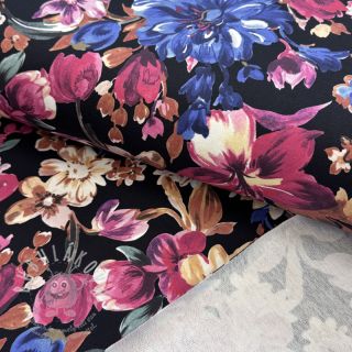 Teplákovina Flower Luna black digital print