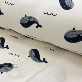 Teplákovina počesaná JOGGING Whales ecru