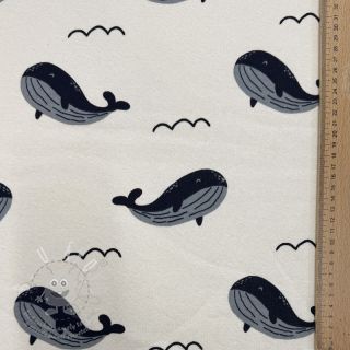 Teplákovina počesaná JOGGING Whales ecru