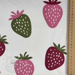 Teplákovina počesaná JOGGING Strawberries ecru