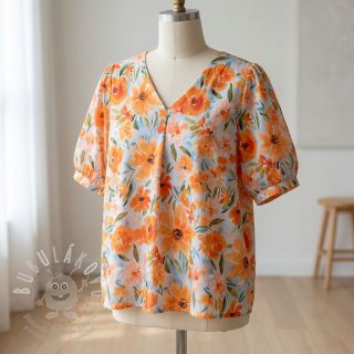 Bavlněná látka VOILE Sarah flowers digital print