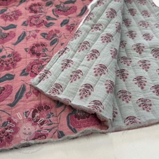 Dvojitá gázovina/mušelín STEPPED Flowers mauve