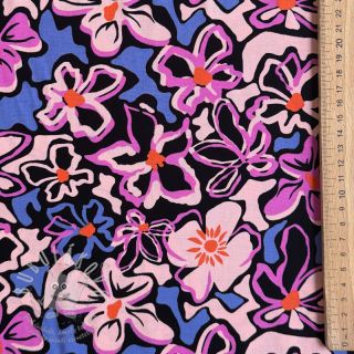 Viskóza STRETCH Flowers Junie black