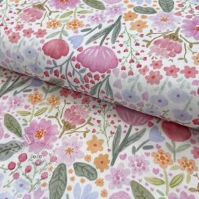 Dvojitá gázovina/mušelín Flowers pink dream digital print